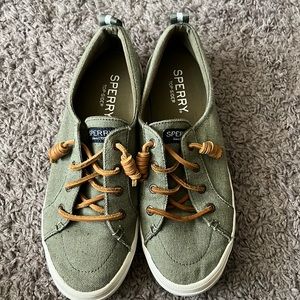 Green Sperry top-sider slip on sneakers